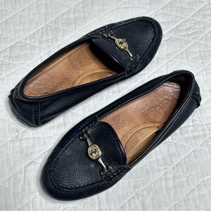 Coach Black Leather Loafers with Gold Accent Size 6B